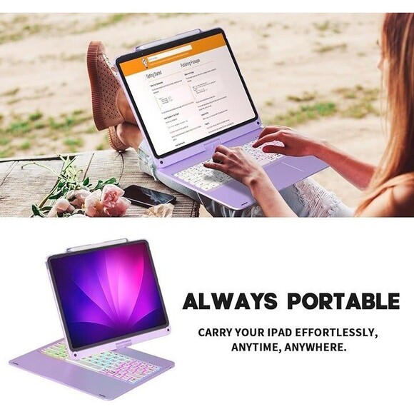 Baisla iPad Pro 12.9 Case with Keyboard (6th Gen, 2022) - 360° Rotatable, Trackp - Picture 7 of 8